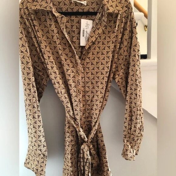 NWT 12th Tribe AFTER DARK BROWN RETRO SATIN MINI DRESS Small **Sold out online** - Picture 6 of 7